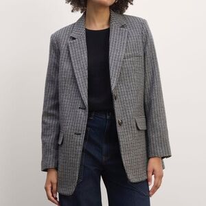 BRAND NEW Everlane the Oversized Blazer in Wool in Gray Houndstooth Size 8